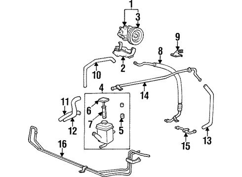 1998 Hyundai Sonata P/S Pump & Hoses, Steering Gear & Linkage Bracket-Tube Mounting Diagram for 57233-34010