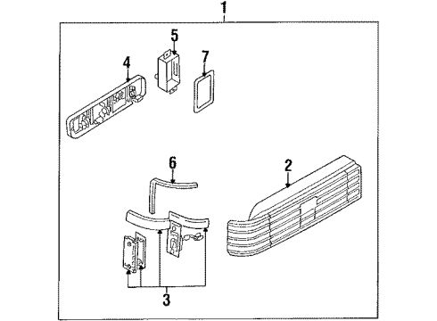 1987 Nissan Maxima Rear Combination Lamps, License Lamps Lens Rear Side Marker Lamp LH Diagram for 26557-29E60