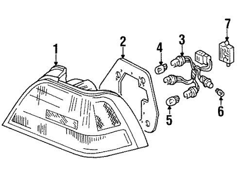 1996 Acura TL Tail Lamps Lamp, Passenger Side Diagram for 33501-SW5-A01