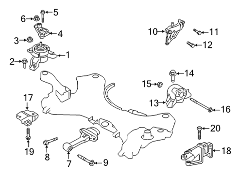 2021 Hyundai Santa Fe Engine & Trans Mounting Bolt-Flange Diagram for 2529125000