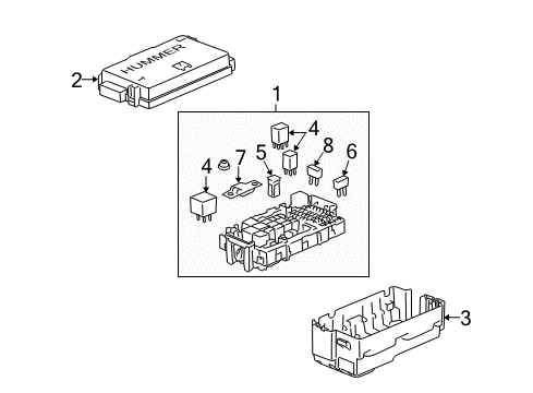2010 Hummer H3 Fuse & Relay Upper Cover Diagram for 20802918