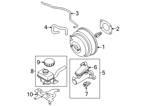 2003 Nissan Murano Hydraulic System Piston Kit-Tandem Brake Master Cylinder Diagram for 46011-1E486