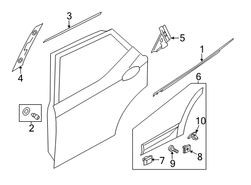 2013 Hyundai Santa Fe Exterior Trim - Rear Door Garnish Assembly-Rear Door Side, RH Diagram for 87732-B8000-CA