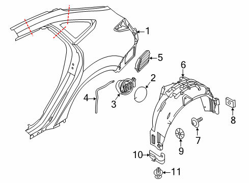 2015 Ford Focus Quarter Panel & Components Fuel Pocket Diagram for BM5Z-5427936-A