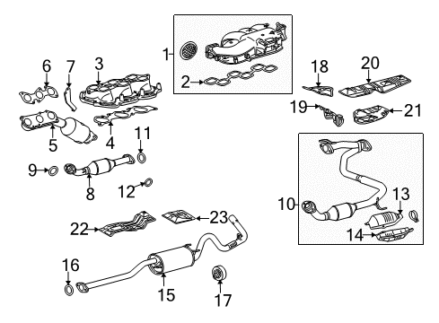 2014 Toyota Tacoma Intake Manifold Muffler & Pipe Hanger Diagram for 17565-74280