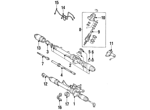 1991 Lexus ES250 Steering Gear Boot, Steering Rack, NO.2 Diagram for 45535-32030