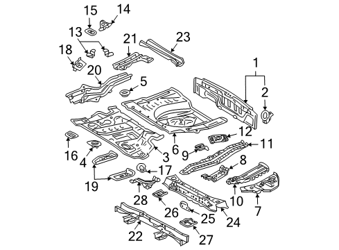 2008 Lexus RX350 Rear Body Panel, Floor & Rails Rear Floor Pan Diagram for 58311-0E903