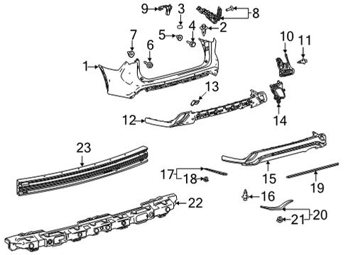 2021 Toyota Highlander Bumper & Components - Rear Protector Diagram for PT747-48200