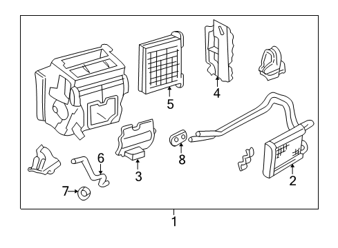 2003 Toyota RAV4 Heater Core & Control Valve Unit Sub-Assy, Heater Radiator Diagram for 87107-42130