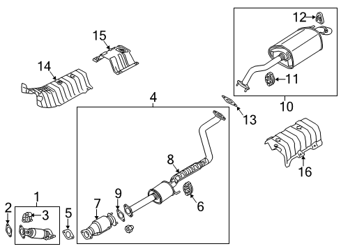 2016 Kia Forte Exhaust Components Front Muffler Assembly Diagram for 28610A7400