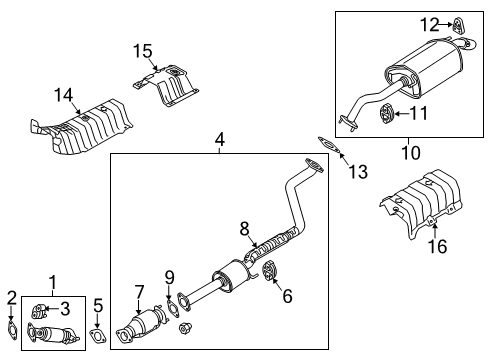 2016 Kia Forte Exhaust Components Center Muffler Complete Diagram for 28600A7350