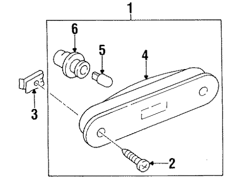 1993 Geo Storm Side Marker Lamps Lamp-Side Marker RH Diagram for 97025344