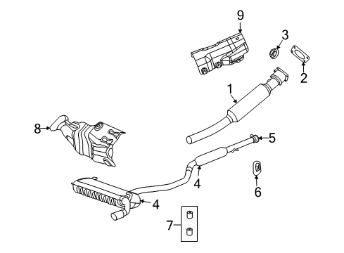 2018 Dodge Journey Exhaust Components Exhaust Muffler Resonator And Tailpipe Diagram for 5147031AG