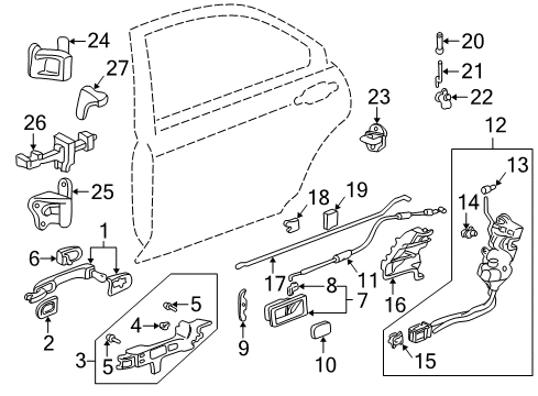 1998 Acura RL Rear Door - Lock & Hardware Hinge, Left Rear Door (Lower) Diagram for 67960-SZ3-305ZZ