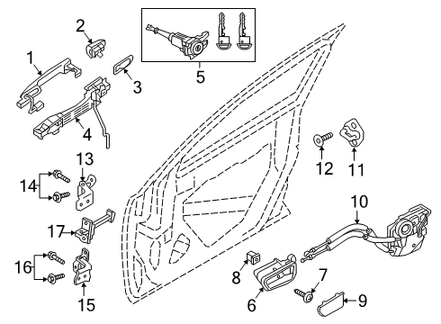 2020 Toyota Yaris Front Door Handle, Outside Diagram for 69210-WB035