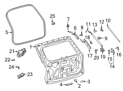 2020 Ford Explorer Lift Gate Actuator Assembly Diagram for LB5Z-14B351-A