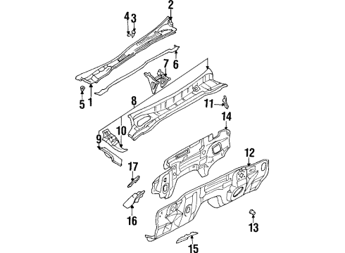 2001 Infiniti Q45 Cowl INSULATOR-Dash Lower, Front Diagram for 67810-6P100