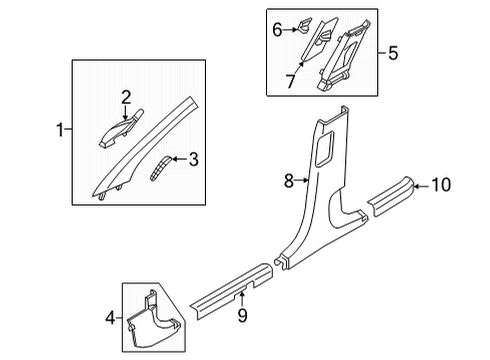 2022 Hyundai Santa Cruz Interior Trim - Pillars KNOB-HEIGHT ADJUSTER, LH Diagram for 85834-CW000-NNB
