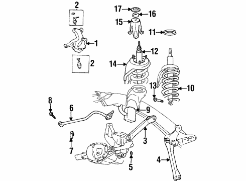 2001 Dodge Ram 1500 Front Suspension Components, Lower Control Arm, Upper Control Arm, Stabilizer Bar Spring Diagram for 52039018