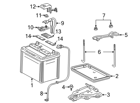 2001 Toyota Celica Battery Hold Down Diagram for 74404-20510