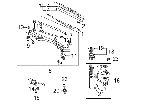 2004 Acura RL Wiper & Washer Components Mouth Assembly, Washer Diagram for 76812-SZ3-003