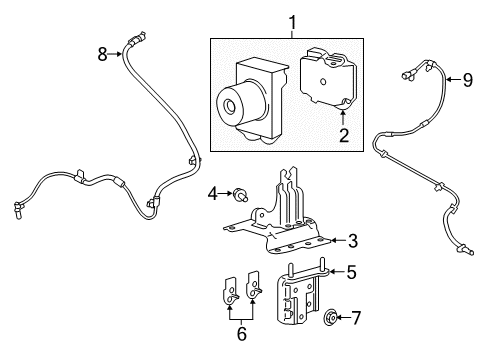 2022 Ford F-350 Super Duty ABS Components Upper Bracket Diagram for HC3Z-2C304-A