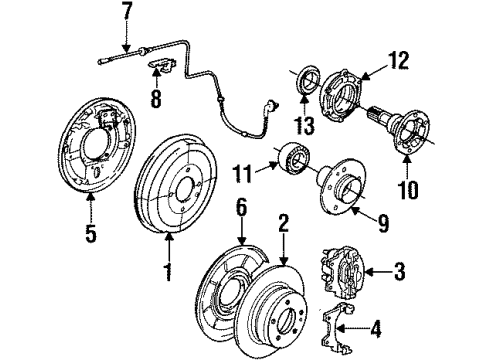 1984 BMW 325e Rear Brakes Calliper Carrier Right Diagram for 34211153872