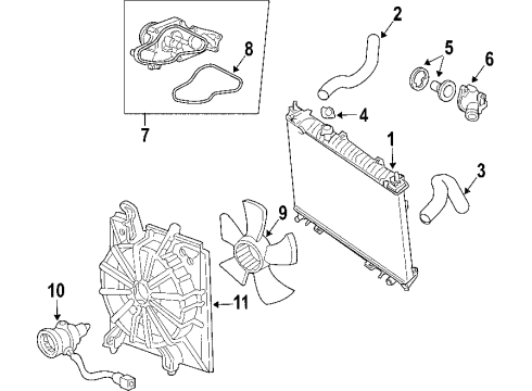 2007 Acura TL Cooling System, Radiator, Water Pump, Cooling Fan Hose, Water (Lower) Diagram for 19502-RDB-A00