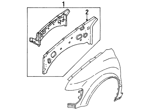 1997 Kia Sportage Structural Components & Rails Apron Assembly-Wheel, LH Diagram for 0K01F54200