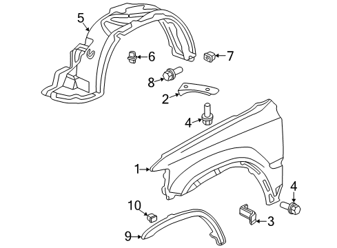 1998 Honda CR-V Fender & Components, Exterior Trim Fender, Right Front (Inner) Diagram for 74101-S10-010