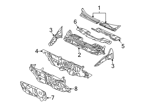 2010 Kia Sedona Cowl Iso Pad Assembly-Cowl Inner Lower Panel Diagram for 84125-4D000