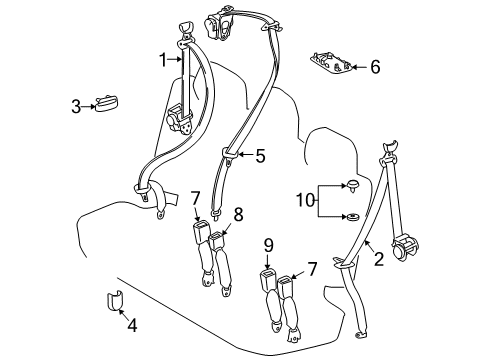 2009 Lexus LX570 Seat Belt Cover, Seat Belt Anchor Diagram for 73139-60010-A0