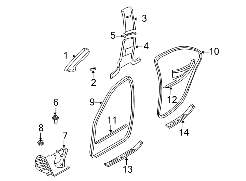 2006 BMW 760Li Interior Trim - Pillars, Rocker & Floor Covering Apron Right Diagram for 51437064042
