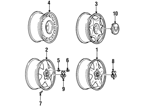 2000 Cadillac Catera Wheels, Covers & Trim Wheel Rim, 16X7 Diagram for 9127376