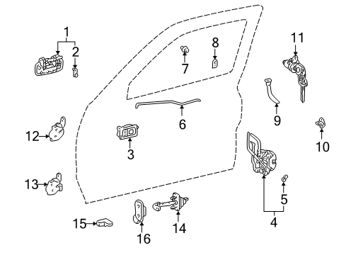 1995 Toyota Tacoma Front Door Cylinder & Keys Diagram for 69052-35070