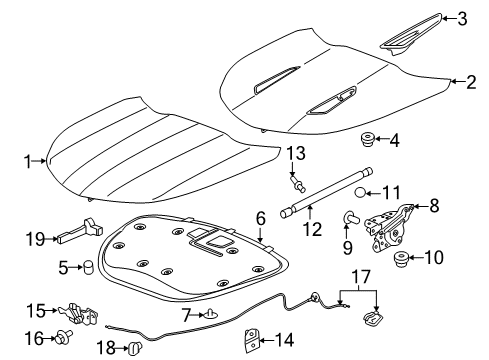 2018 Chevrolet Camaro Hood & Components Scoop Diagram for 23403779