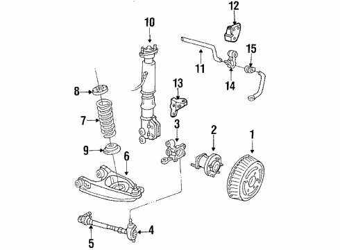1990 Pontiac Bonneville Rear Suspension Components, Lower Control Arm, Ride Control, Stabilizer Bar Bracket-Rear Stabilizer Shaft Outer Diagram for 10026687
