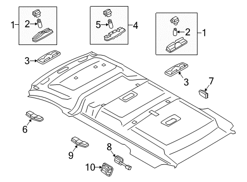 2016 Ford Transit Connect Overhead Lamps Cargo Lamp Bezel Diagram for DT1Z-13733-AB