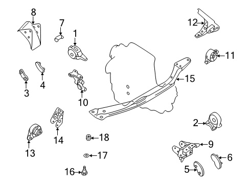 1998 Nissan Altima Engine & Trans Mounting Stopper-Engine Mounting, Rear Diagram for 11215-0Z015