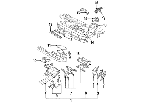 1996 Pontiac Firebird Headlamps Bracket-Headlamp Housing Panel Diagram for 10166758