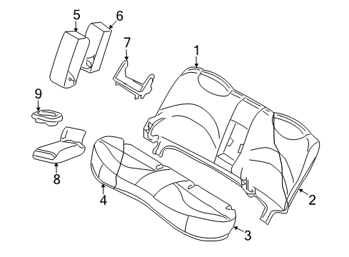 2007 Mercury Grand Marquis Rear Seat Components Seat Cushion Pad Diagram for 5W7Z-54600A88-BA