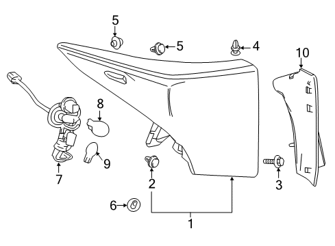 2016 Toyota Prius Bulbs Trim Cover Diagram for 81498-47020