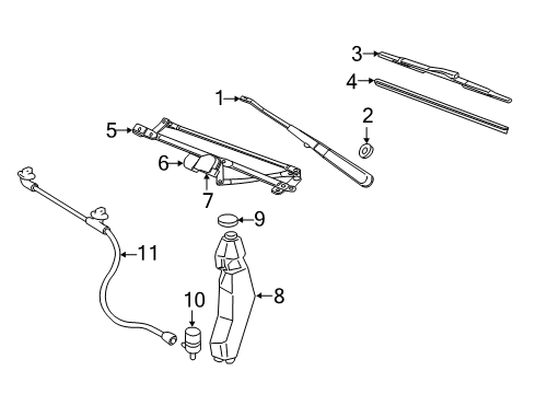 2006 GMC Savana 1500 Wiper & Washer Components Motor, Windshield Wiper Diagram for 88958135