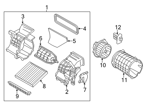 2013 Kia Rio A/C & Heater Control Units Motor Assembly-Blower Diagram for 971111W100