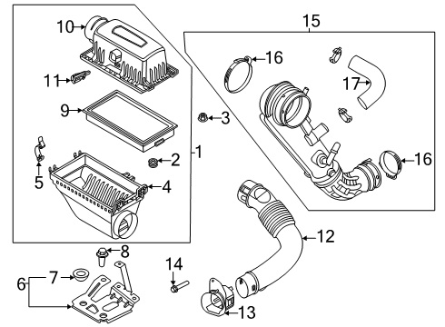 2021 Ford Explorer Air Intake Air Inlet Diagram for L1MZ-9B659-B