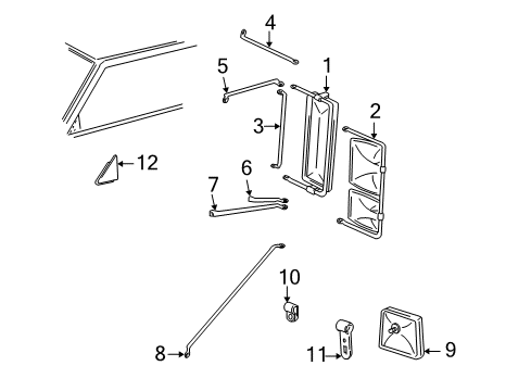 1997 GMC K3500 Outside Mirrors Mirror Glass Diagram for 12382607