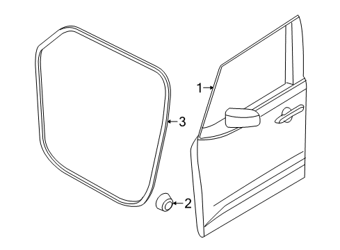 2019 Jeep Renegade Front Door WEATHERST-Front Door Mounted Diagram for 68420172AA