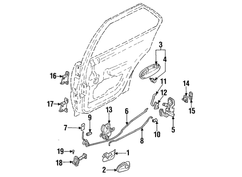 1994 Mitsubishi Mirage Door & Components Cylinder Lock-Door Lock Diagram for MB927045