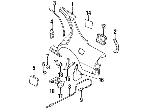 1998 Nissan Maxima Quarter Panel & Components Spring-Fuel Filler Diagram for 78836-50J10