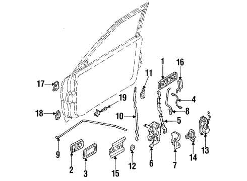 1987 Nissan Stanza Front Door Glass & Hardware Rear Door Inside Handle Assembly, Right Diagram for 80670-01E12